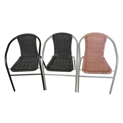 China Modern Cheap Outdoor Garden Uplion Bistro Rattan Wicker Chair Steel Frame Stacking Rattan Chair for sale