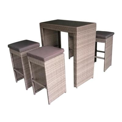 China Contemporary cheap outdoor knock down PE rattan bar set with 5pcs for sale