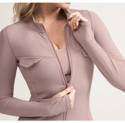 China Women Anti-UV Autumn Winter Yoga Jacket Coat Zipper Gym Sports Fitness Jacket With Thumb Holes for sale