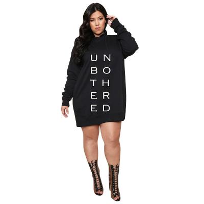 China Autumn Ladies Breathable Letter Printed Long Loose Hoodies Sweatshirt 2021 Women Plus Size Casual Hoodie Dresses for sale