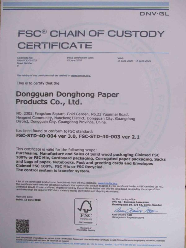 FSC - Dongguan Hengxinshun Paper Products Co., Ltd.