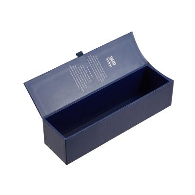 China Wholesale Single Bottle Glass Handmade Luxury Blue Magnetic Closure Cardboard Wine Boxes Packaging for sale