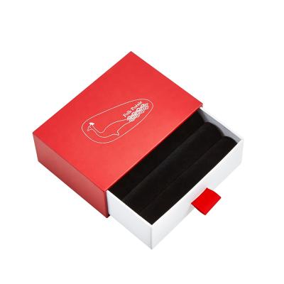 China Recycled Materials Luxury Red Cardboard Sliding Gift Jewelry Packaging Drawer Gift Box Ring With Ribbon for sale