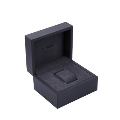 China Custom Private Label Leather Printing Surface PU Leather Pillow Insert Flat Hinged Square Watch Packing Case For Men for sale