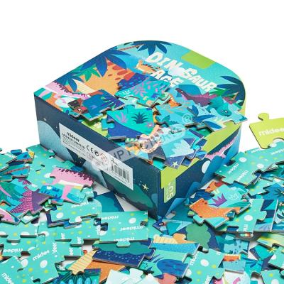 China Toy China Manufacturer Customized Logo CMYK Recyclable Printing Cartoon Educational Cardboard Puzzle 104 Piece Different Shaped Toys for sale