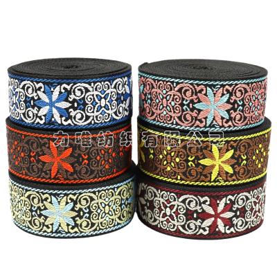 China New Arrival Style Polyester Straps 50mm Durable Ethnic Jacquard Tape Eco-friendly Bag Strap Belts for sale