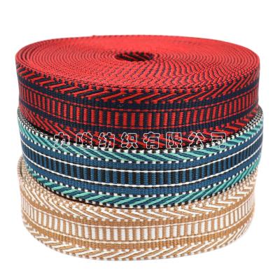 China New 38mm Stripe Durable Custom 50mm Thick Terylene Ties Jacquard Polyester Bags Belts Straps for sale