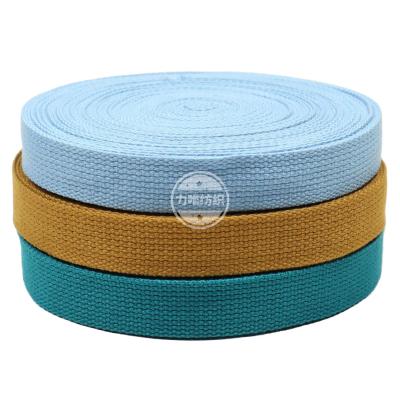 China Manufacturer Durable Medium Thick Cotton Webbing 20mm, 25mm, 32mm, 38mm, 50mm Multicolor Stock Clothes Bags Belt Polyester Straps for sale