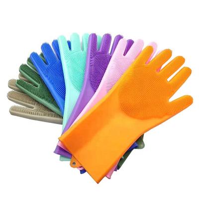 China Dish Washing New Product Ideas 2020 Reusable BPA Free Kitchen Scrubber Silicone Dish Cleaning Gloves for sale