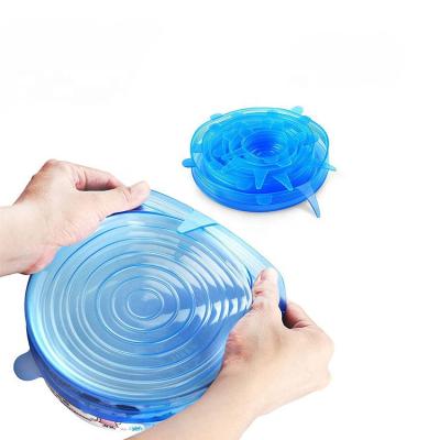 China Non Spill Kitchen Food Grade 6 Pack Bpa Free Reusable Flexible Silicone Stretch Lids for sale