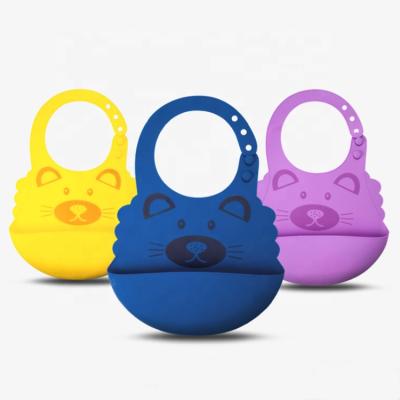 China Wholesale Custom Logo Antibacterial BPA Free Easy To Clean Waterproof Soft Silicone Bib Baby for sale