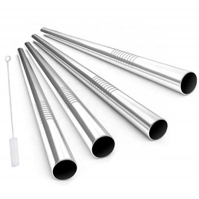 China Sustainable BubbleTea Drinking Set of 8 Bent Stainless Steel Straws 12mm Wide for sale