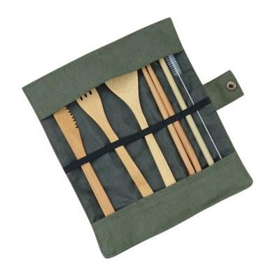 China Wholesale Disposable Custom Logo Travel Bamboo Cutlery Set Eco Friendly Reusable Fiber for sale