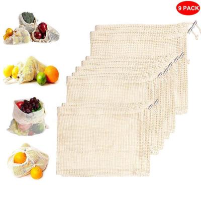 China Wholesale 50 Pounds Eco Organic Reusable Cotton Mesh Produce Bags For Fruit Vegetable for sale