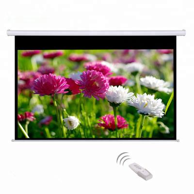 China Electric high quality 16:9 format 120 inch projector screen remote control motorized home theater screen for sale