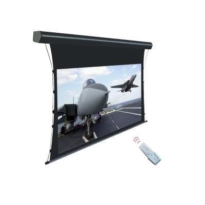 China 150 Inch 16:9 Electric Format Electric Tag-Voltage Projection Screen With RF Remote Control And Tubular Motor for sale