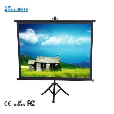 China Drop Down Mini Portable Small Projector Screen Desktop Meeting Room Floor Stand Drop Down Tripod Projection Screen for sale