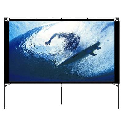 China Convenient and Portable 77Inch Front Movie Projection Screen Setup Portable Outdoor Stand Full Set Carry Bag for Camping Recreational Events for sale