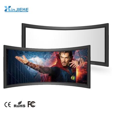 China Silver Frame HD Screen Support 4K 3D Projector Curved Fixed Frame Projection Screen for sale