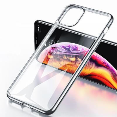 China Shockproof mobile phone accessories plating clear transparent tpu cover device PC and mobile phone case for iphone 12 for sale