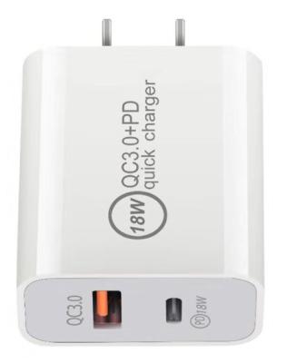 China Dual Type 2 Port C Mobile Phone USB C Wall Charger Charger With QC3.0 Dual Usb 18W PD Fast Phone Charger for sale