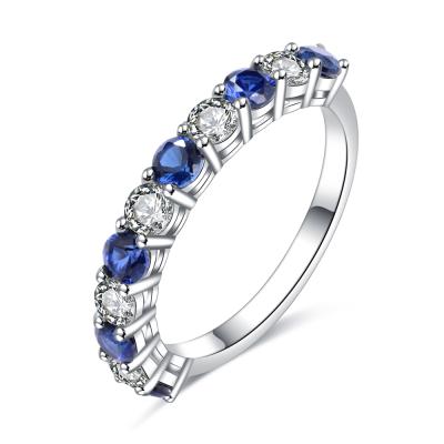 China CLASSIC Hot Stone Moissanite Eternity Ring For Women Sterling Silver Engagement Blue Diamond half for sale