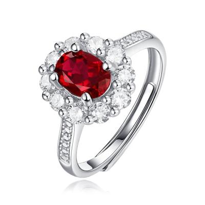 China Hot Stone Designer CLASSIQUE Jewelry Synthetic Ruby Jewelry Gemstone Adjustable 925 Sterling Silver CZ Ruby Stone Rings for sale