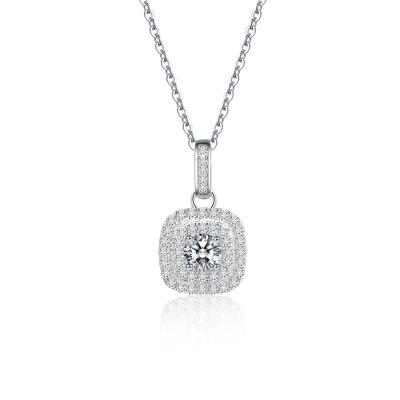 China Hot CLASSIC Fashion Stone Necklace 2021 Women VVS Gra Certificate Passing Diamond Test S925 Silver Moissanite Charm Pave Necklace for sale