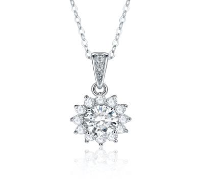 China CLASSIC Moissanite Sun Flower Necklace Diamond Test Sterling Silver Charm Passing Certificate Women VVS Gra Ladies Necklace for sale