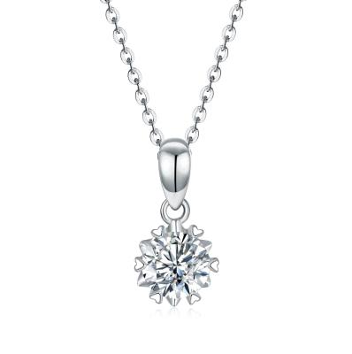 China Custom Necklace VVS Female Hot Stone Gra CLASSIC Certificate Pass Diamond Test 925 Sterling Silver Pendant Moissanite Snowflake Necklace for sale