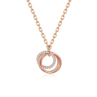 China Double Cubic Zircon Ring Necklace Rose Gold Jewelry Silver Gioielli Argento 925 hot stone CLASSICS for sale