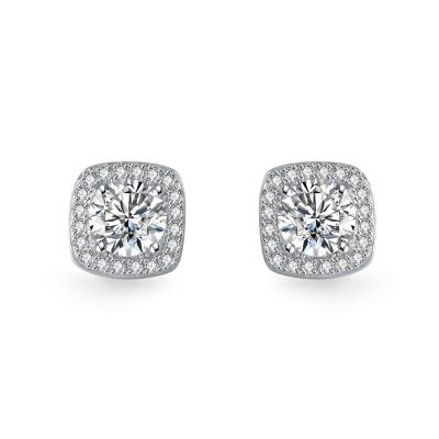 China CLASSIC Hot Fashionable Silver Earrings 925 Stone Earrings Wholesale Moissanite Stone Earring for sale