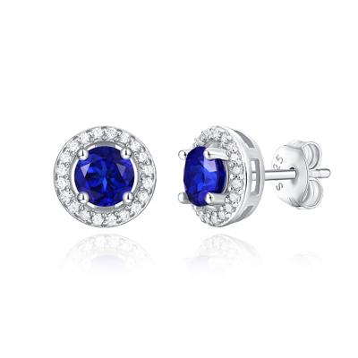 China CLASSIC Hot Jewelry 925 Sterling Silver Sapphire Blue Stone Earings Women Earrings for sale