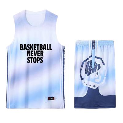 China Cheap Breathable Hot Sale Youth Basketball Uniforms Set Stitched Singlets Custom Shorts Logo Designs Basketball Tank Top for sale