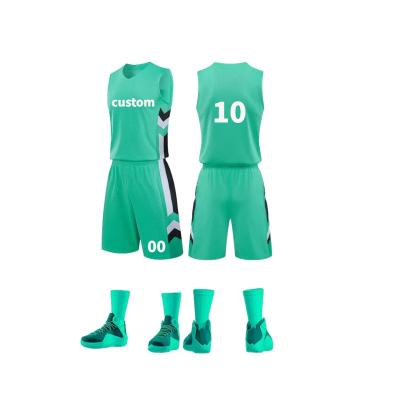 China New Breathable Cheap Reversible Basketball Uniforms Set Custom Design Numbered To Make Basketball Tank Tops In Stock for sale