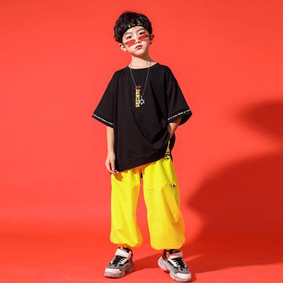 China 100% Cotton Exquisite Summer Hip Hop Performance Kids Black And White Printed Oversized Clothing For Boys for sale