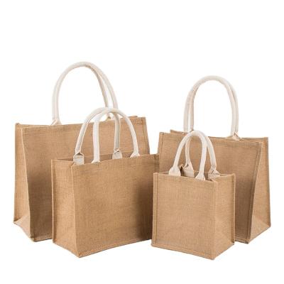 China Eco Friendly Jute Bag Big Handle Jute Bag Customized Printing Tote Bag for sale