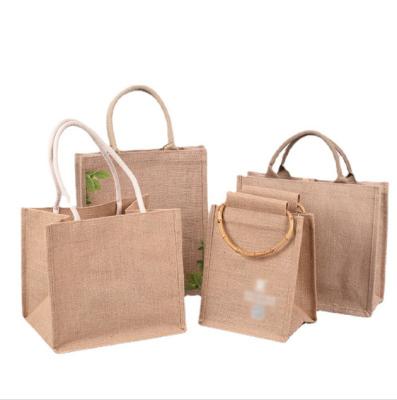 China New Customized Natural Recycled Eco-Friendly Handled Grocery Calico Jute Gift Jute Shopping Bag for sale