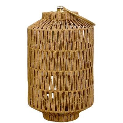 China Home Decoration Hot Paper rope lantern metal frame with glass 2023 new design handmade for home decoration or Christmas for sale