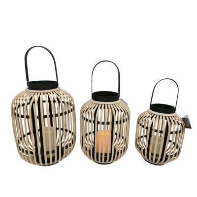 China Home Decoration Natural Material Lanterns Colored Lantern With LED Candle for sale