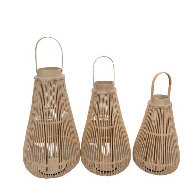 China Home Decoration Best Price Large Size Bamboo Lanterns Garden Decorative Lantern With Bulb for sale