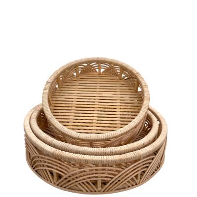 China Sustainable Handmade bamboo craft basket host sale  natural material new design for home decor for sale