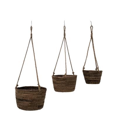 China Sustainable Household Wicker Basket Banana Leaf Wall Hanging Storage Baskets With Jute Rope for sale