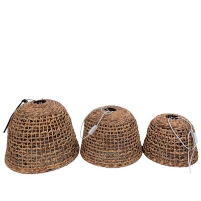 China Antique Vintage Wicker Lamp Water Hyacinth Material Lampshade for sale