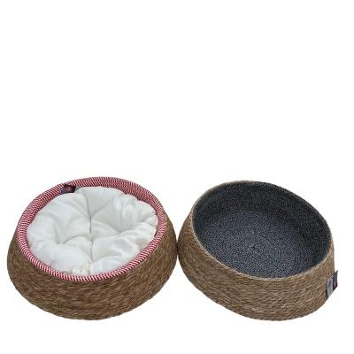 China Modern Hot sale  2023 new design soft comfortable  cotton and grass rope pet bad  high quality for cat for sale