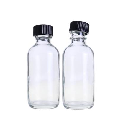 China Cosmetic Clear Boston Glass Bottle 0.5oz 1oz 2oz 4oz Screw Lid 4oz 120ml Essential Oil Boston Bottle for sale