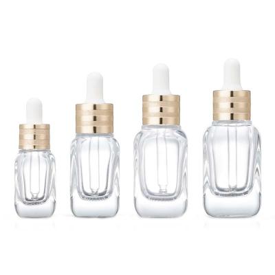 China Transparent Cosmetic 10ml Square Essential Oil Bottle Empty Bottle Cosmetics Dropper Bottle for sale