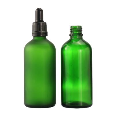 China Green Glass Beard Oil Bottle Personal Care Dropper Dropper Bottle With Cardboard Tube Box For Essential Oil for sale