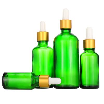 China Wholesale Cosmetic Bottle Green Essential Oil Dropper Bottle 5ml 10ml Green Glass Bottle Essential Oil Dropper Bottle for sale