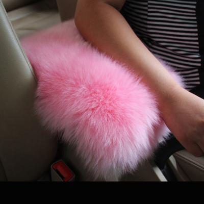 China Auto Car Armrest Console Cover Soft Pure Wool Sheepskin Wool Armrest Cushion for sale